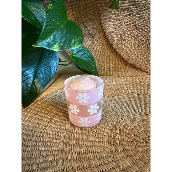 Other - Glass Pink Flowers Y2K Tealite holder